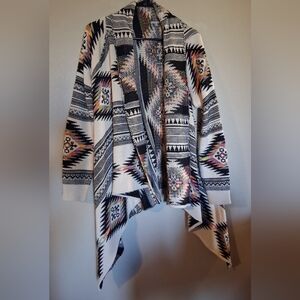 Charlotte Russe Aztec Print Cardigan in Black White Pink